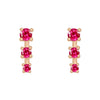Pink Ruby and Gold Mini Ear Climber Earrings - Unique Celestial Three Stone Studs Sinlge By Valley Rose Ethical Jewelry