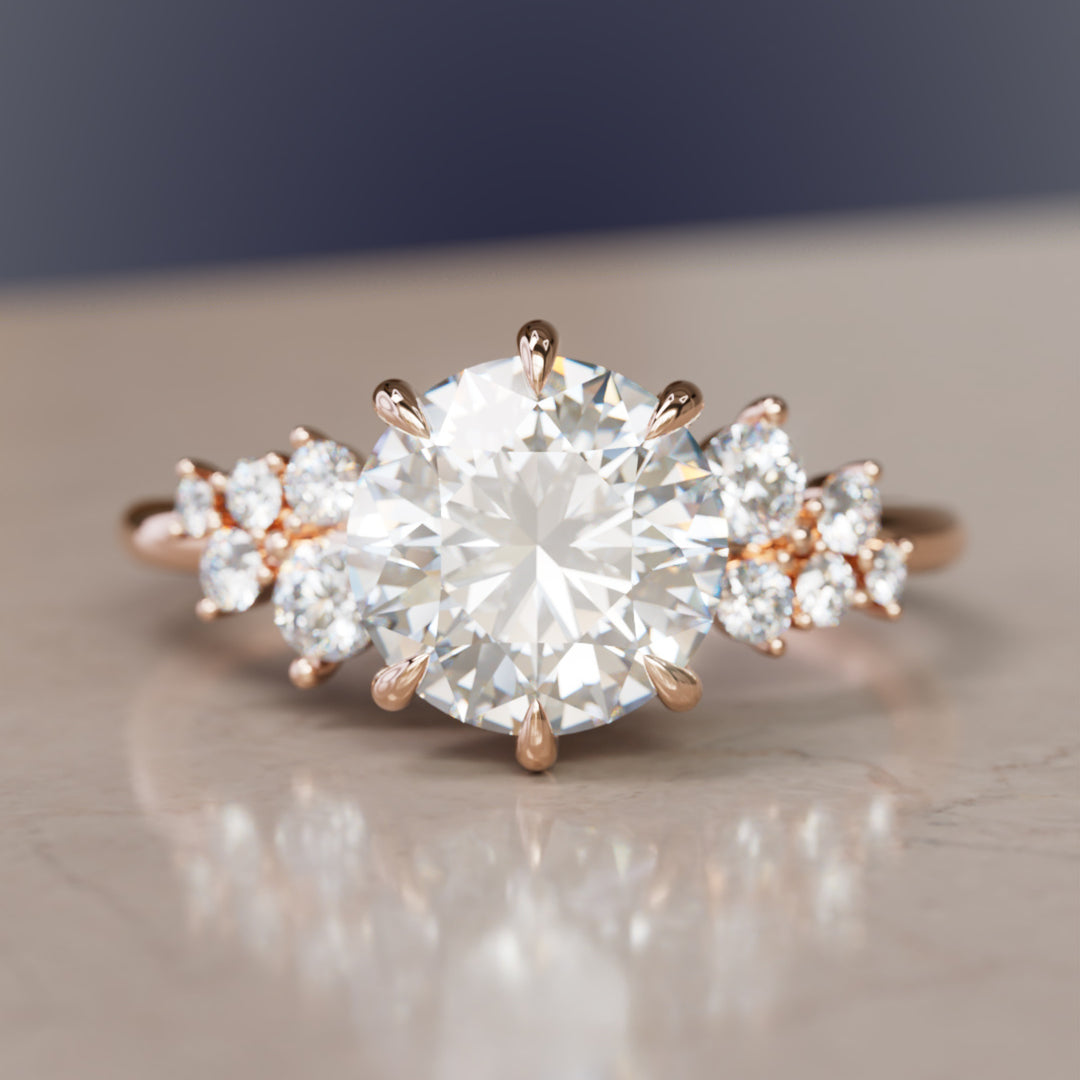 Cosmia Round Lab Diamond Unique Celestial Engagement Ring By Valley Rose