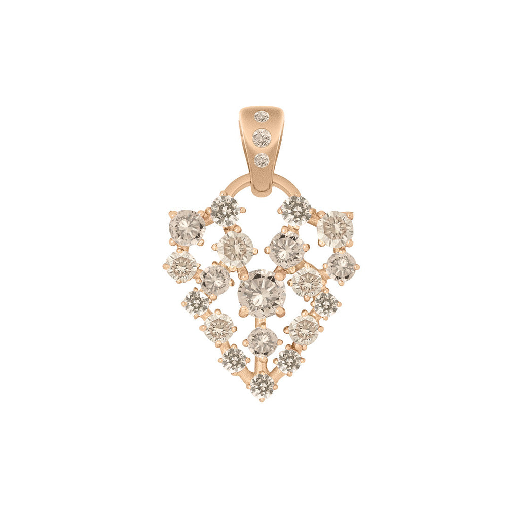 Unique Celestial Champagne Diamond Pave Heart Charm in Gold By Valley Rose Ethical Jewelry
