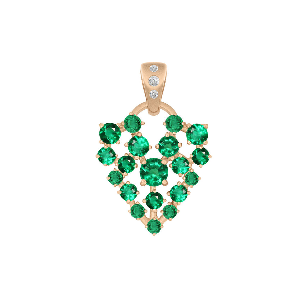 Unique Celestial Emerald Pave Heart Charm in Gold By Valley Rose Ethical Jewelry