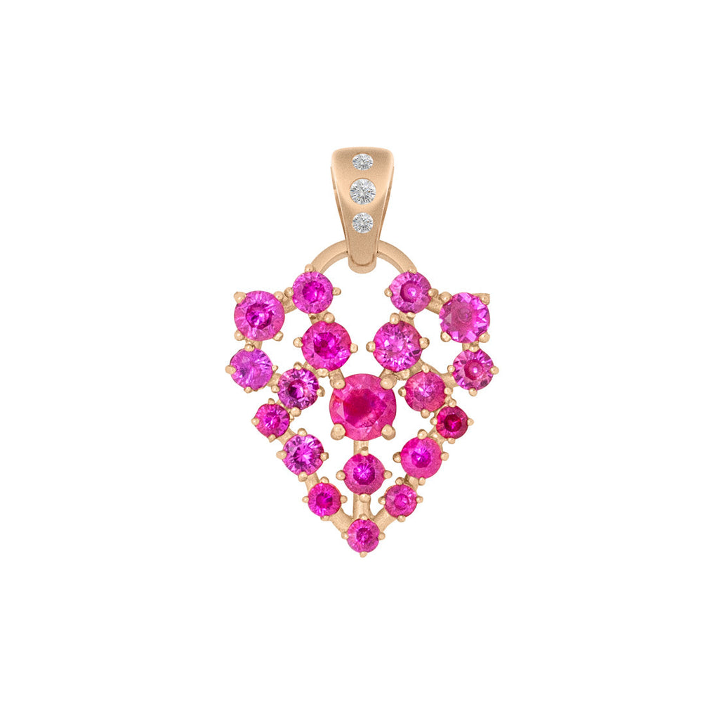 Unique Celestial Ruby Pave Heart Charm in Gold By Valley Rose Ethical Jewelry