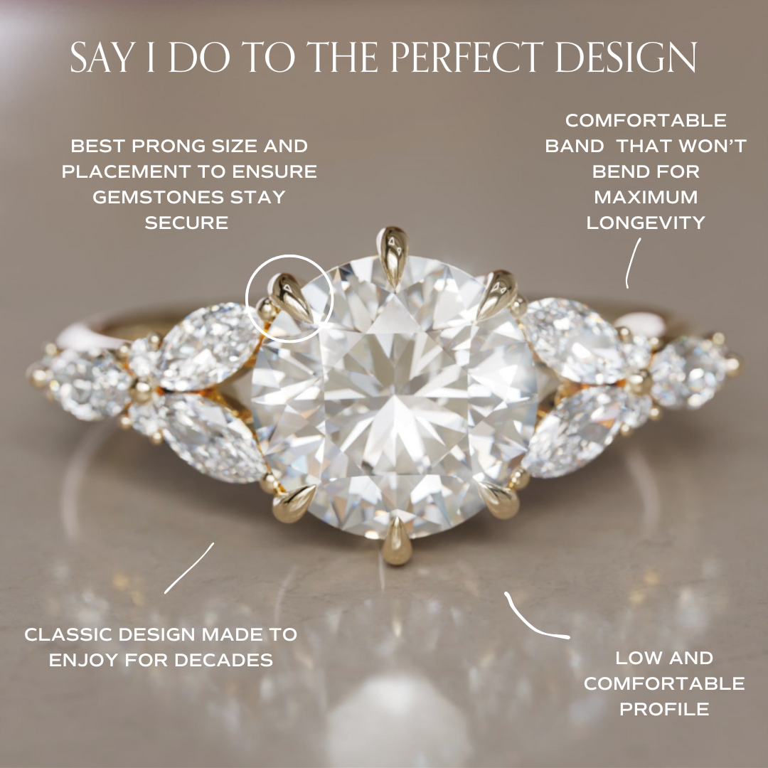 Dahlia Round Lab Diamond Engagement Flower Ring Nature Inspired By Valley Rose