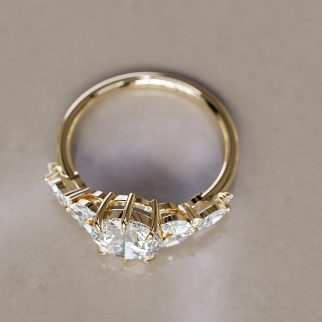 Dahlia Round Lab Diamond Engagement Flower Ring Nature Inspired By Valley Rose