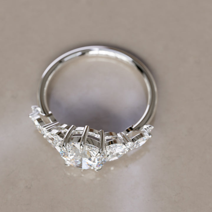 Dahlia Round Lab Diamond Engagement Flower Ring Nature Inspired By Valley Rose