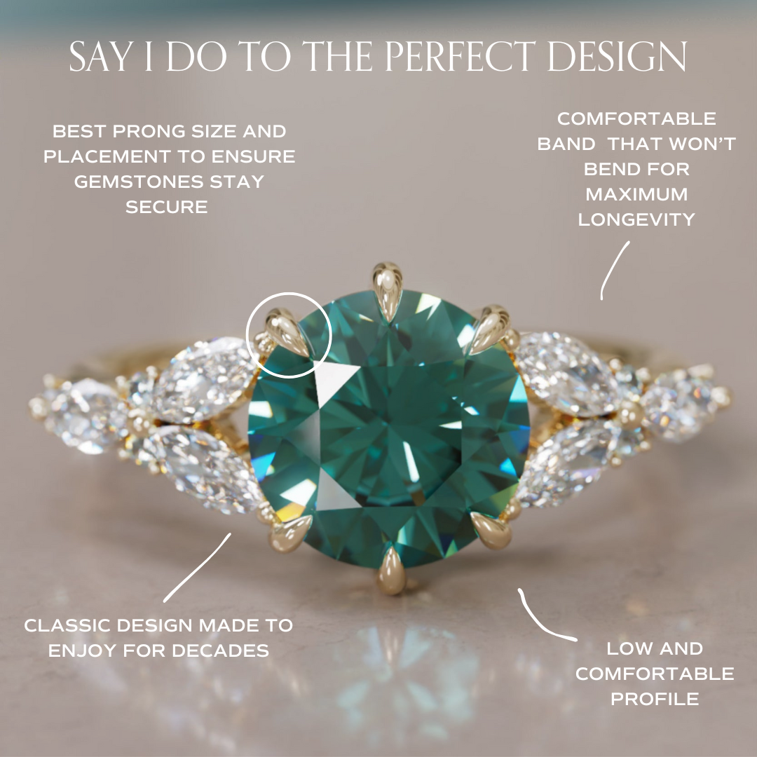 Dahlia Round Teal Sapphire Engagement Flower Ring Nature Inspired By Valley Rose