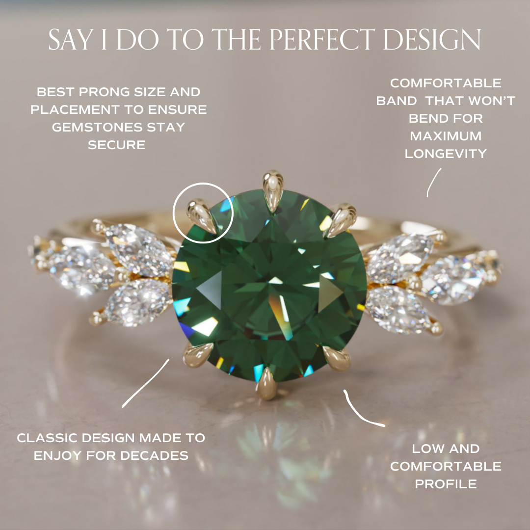 Daisy Round Green Sapphire Engagement Flower Ring Nature Inspired By Valley Rose