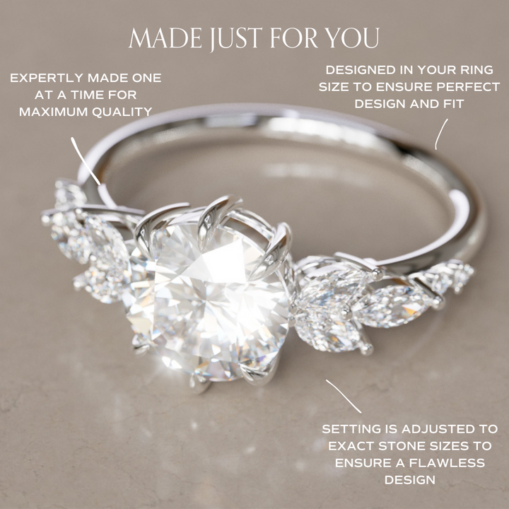 Daisy Round Lab Diamond Engagement Flower Ring Nature Inspired By Valley Rose