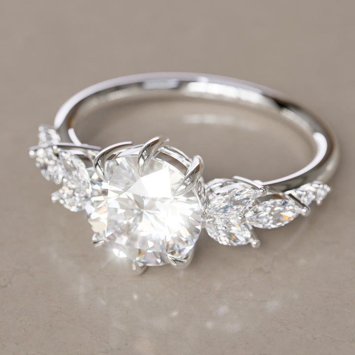 Daisy Round Lab Diamond Engagement Flower Ring Nature Inspired By Valley Rose