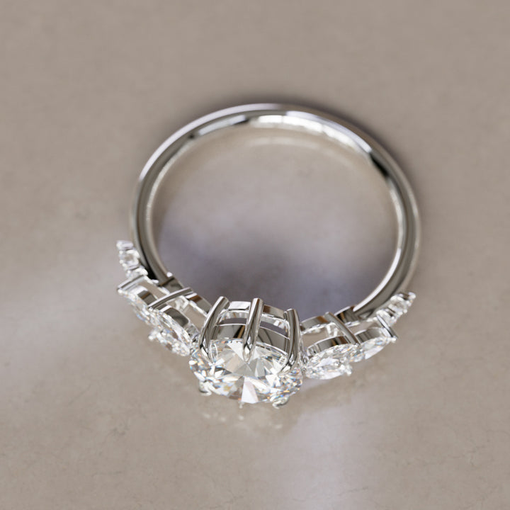 Daisy Round Lab Diamond Engagement Flower Ring Nature Inspired By Valley Rose