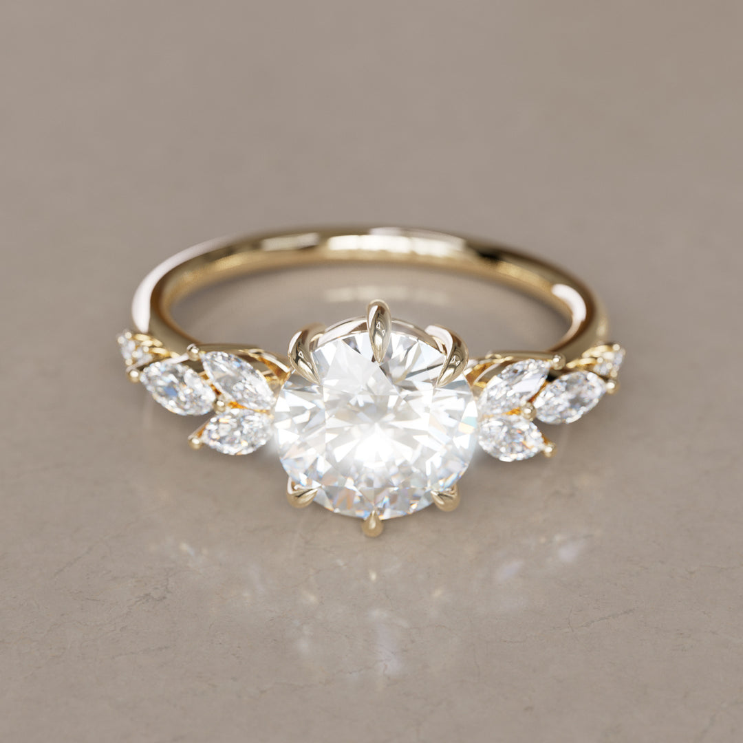 Daisy Round Lab Diamond Engagement Flower Ring Nature Inspired By Valley Rose