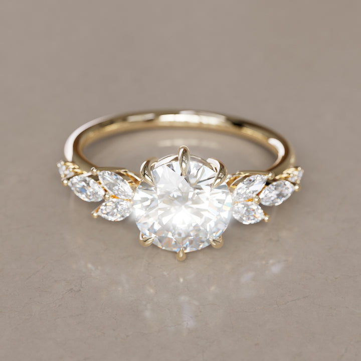 Daisy Round Lab Diamond Engagement Flower Ring Nature Inspired By Valley Rose