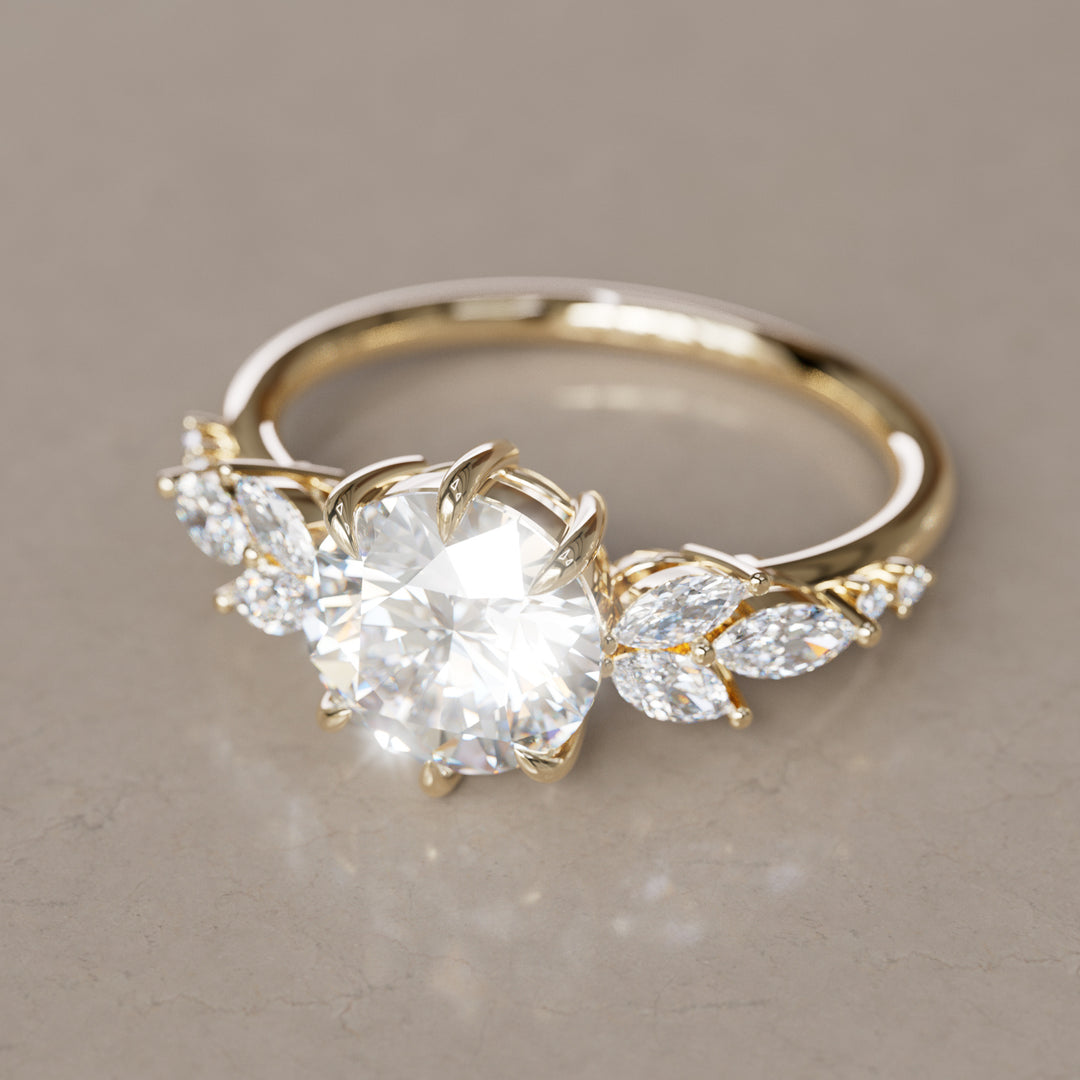 Daisy Round Lab Diamond Engagement Flower Ring Nature Inspired By Valley Rose