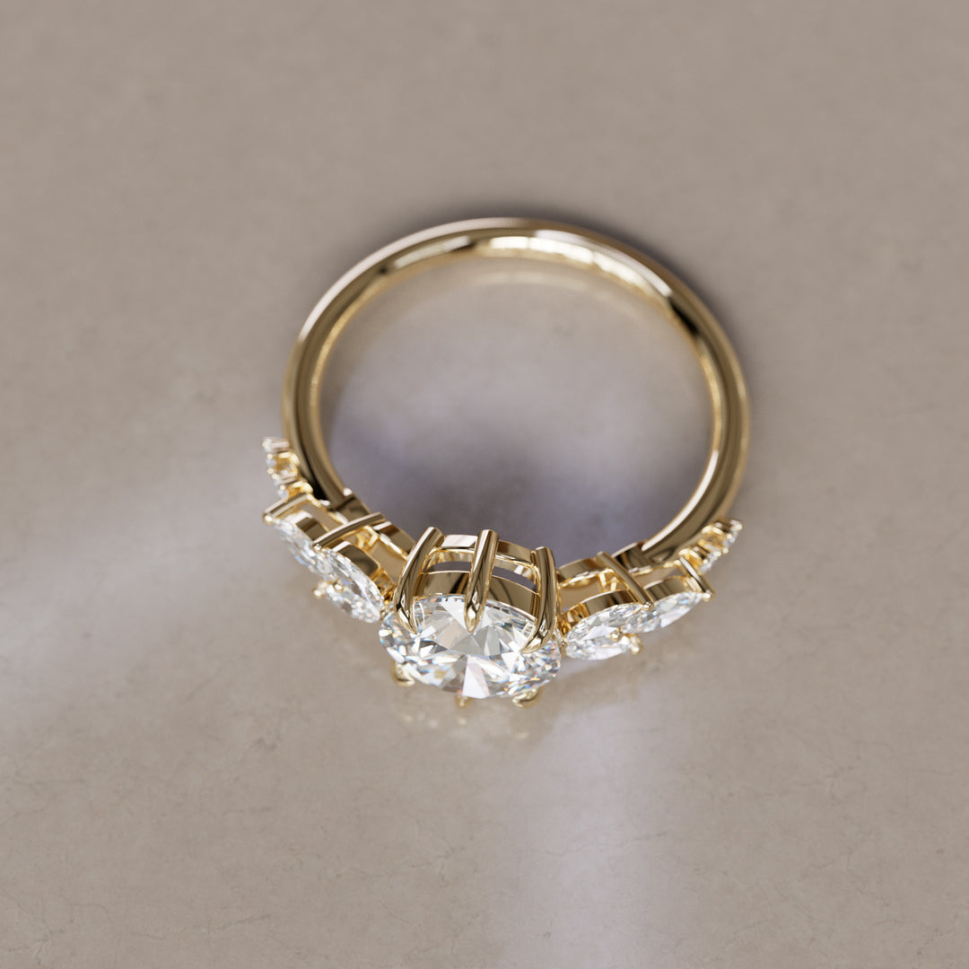 Daisy Round Lab Diamond Engagement Flower Ring Nature Inspired By Valley Rose