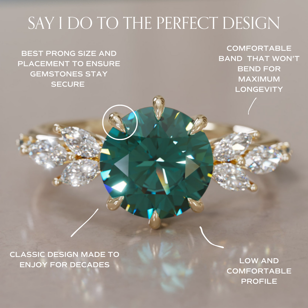 Daisy Round Teal Sapphire Engagement Flower Ring Nature Inspired By Valley Rose