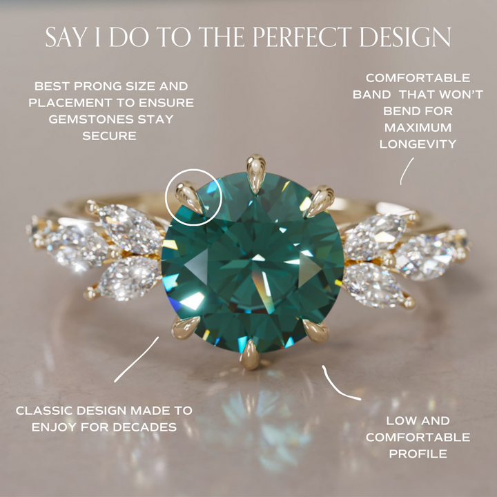 Daisy Round Teal Sapphire Engagement Flower Ring Nature Inspired By Valley Rose