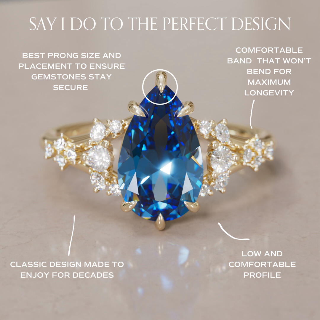 Delphine Pear Blue Sapphire Fantasy Unique Engagement Ring By Valley Rose
