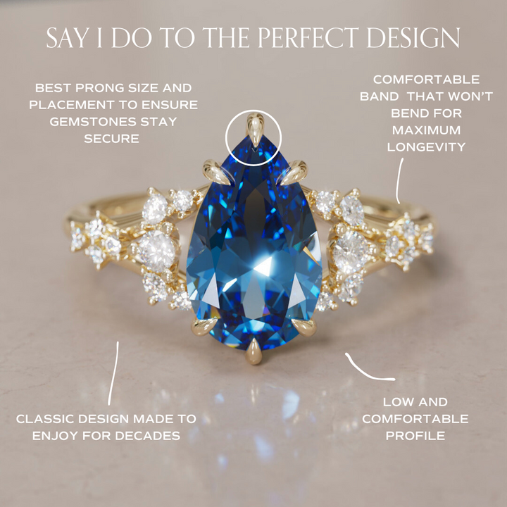 Delphine Pear Blue Sapphire Fantasy Unique Engagement Ring By Valley Rose