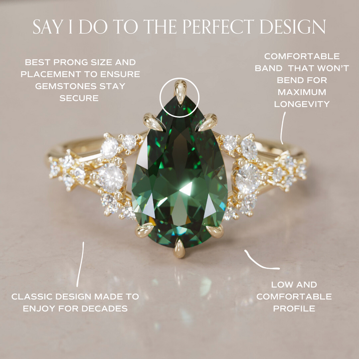 Delphine Pear Green Sapphire Fantasy Unique Engagement Ring By Valley Rose