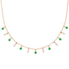 Emerald and Marquise Diamond Fringe Charm Gold Necklace By Valley Rose Ethical Jewelry