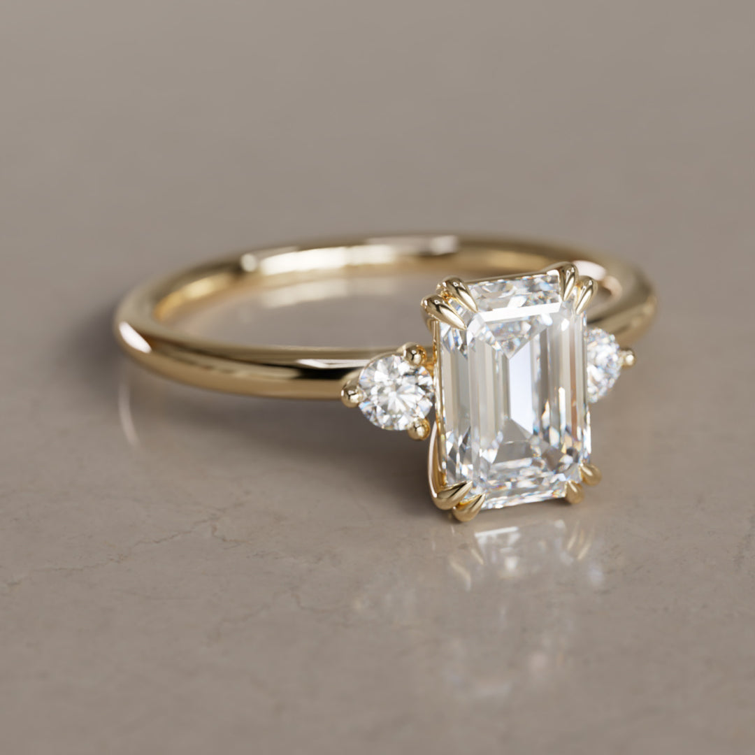 Edie Emerald Cut Diamond Modern Unique Engagement Ring By Valley Rose