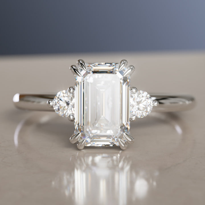 Edie Emerald Cut Diamond Modern Unique Engagement Ring By Valley Rose