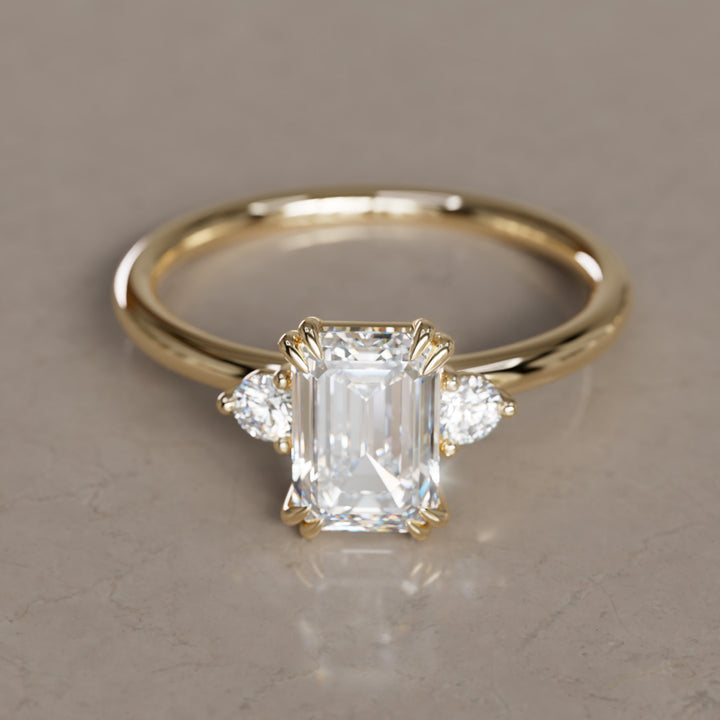 Edie Emerald Cut Diamond Modern Unique Engagement Ring By Valley Rose