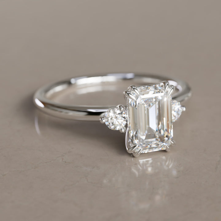 Edie Emerald Cut Diamond Modern Unique Engagement Ring By Valley Rose