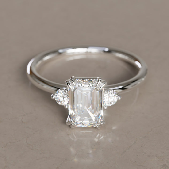 Edie Emerald Cut Diamond Modern Unique Engagement Ring By Valley Rose