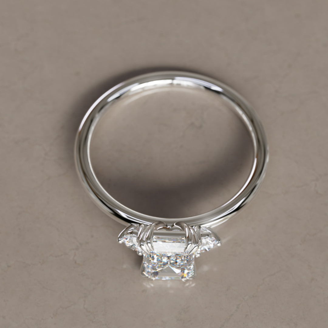 Edie Emerald Cut Diamond Modern Unique Engagement Ring By Valley Rose