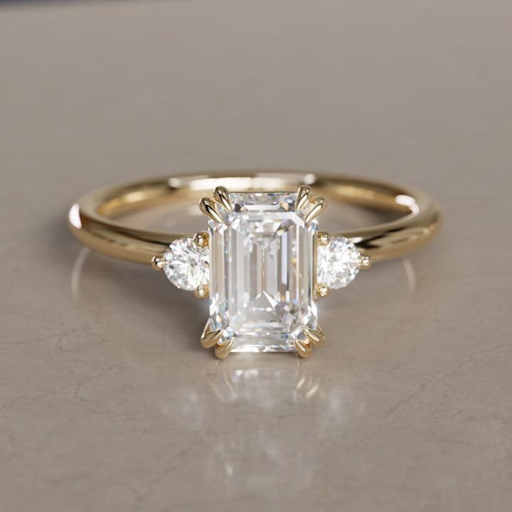 Edie Emerald Cut Diamond Modern Unique Engagement Ring By Valley Rose