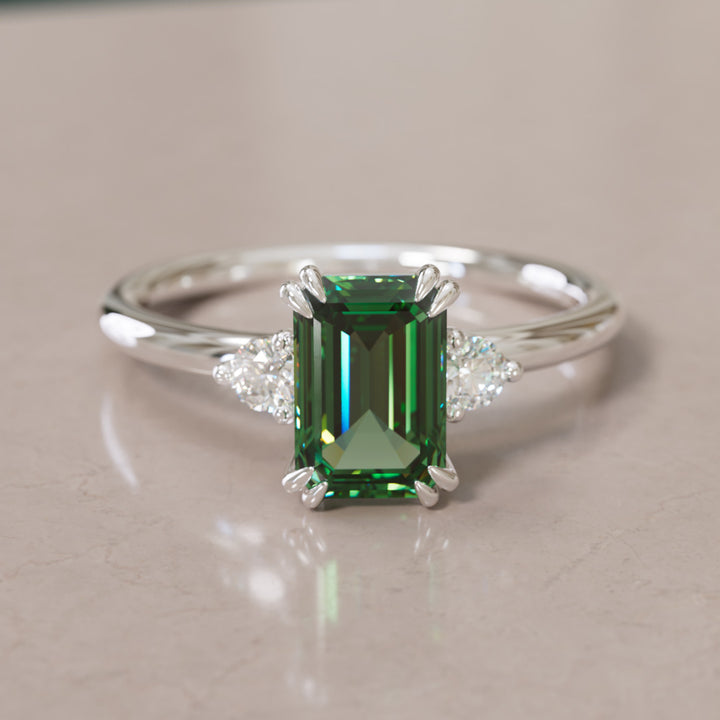 Edie Emerald Cut Green Sapphire Modern Unique Engagement Ring By Valley Rose