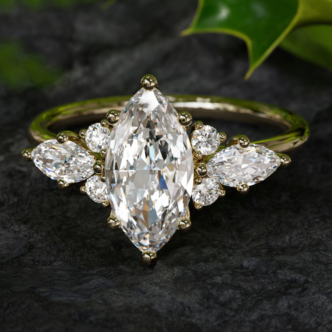 Elain Marquise Lab Diamond Unique Fantasy Engagement Ring By Valley Rose