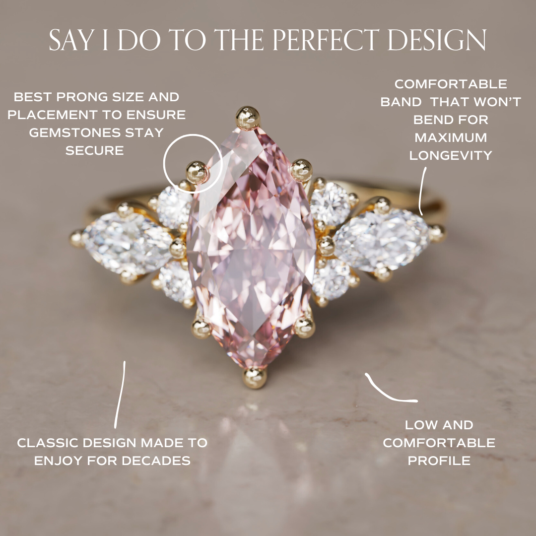 Elain Marquise Pink Lab Diamond Unique Engagement Ring By Valley Rose