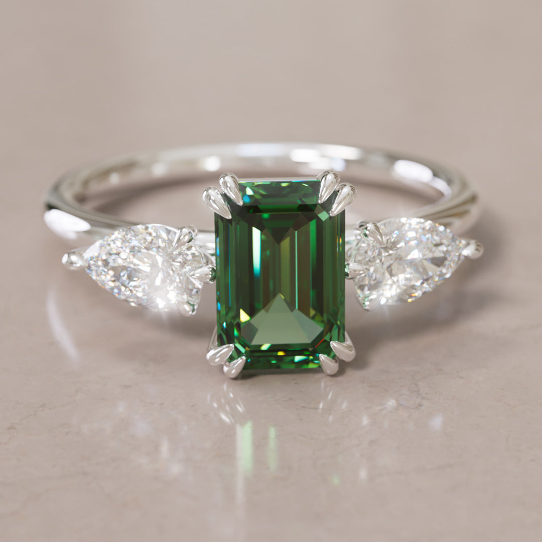 Eleonora Emerald Cut Green Sapphire Modern Unique Engagement Ring By Valley Rose