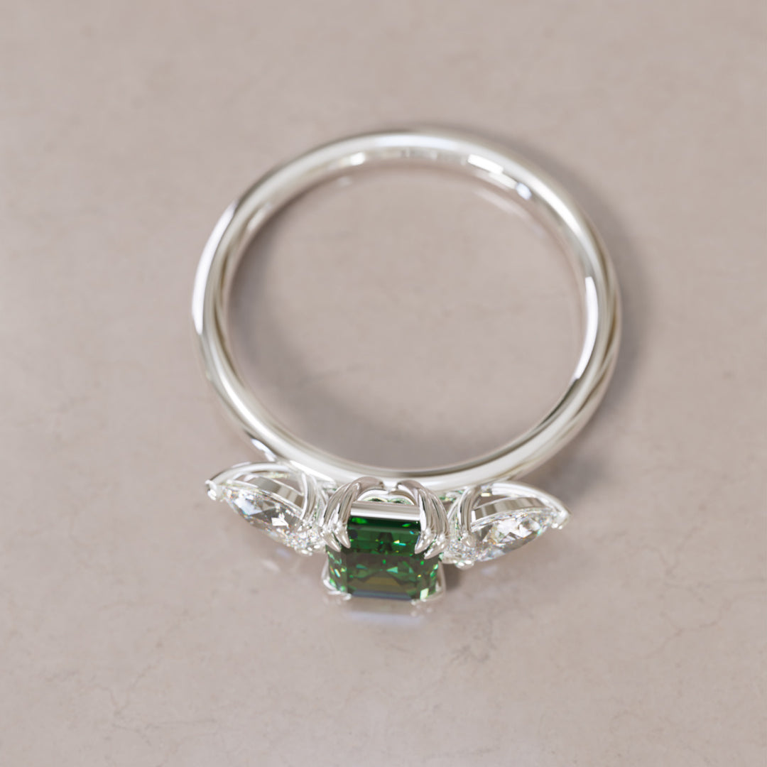Eleonora Emerald Cut Green Sapphire Modern Unique Engagement Ring By Valley Rose