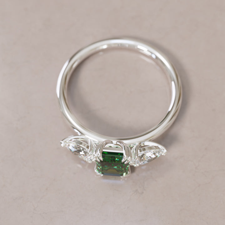 Eleonora Emerald Cut Green Sapphire Modern Unique Engagement Ring By Valley Rose