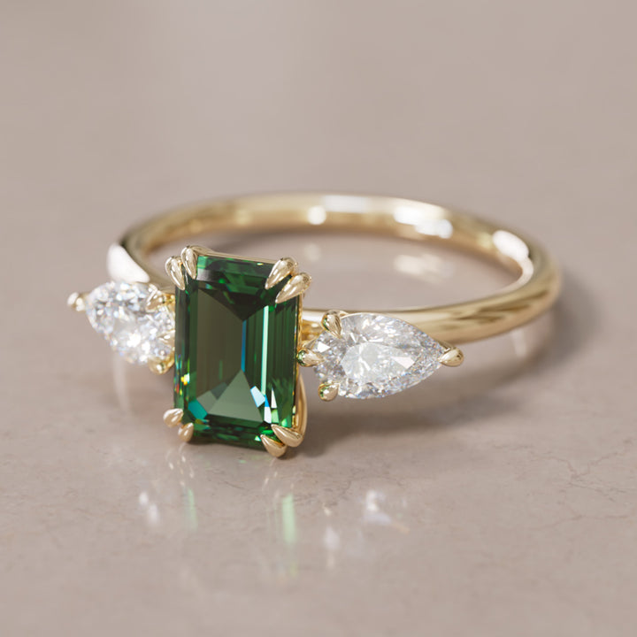 Eleonora Emerald Cut Green Sapphire Modern Unique Engagement Ring By Valley Rose