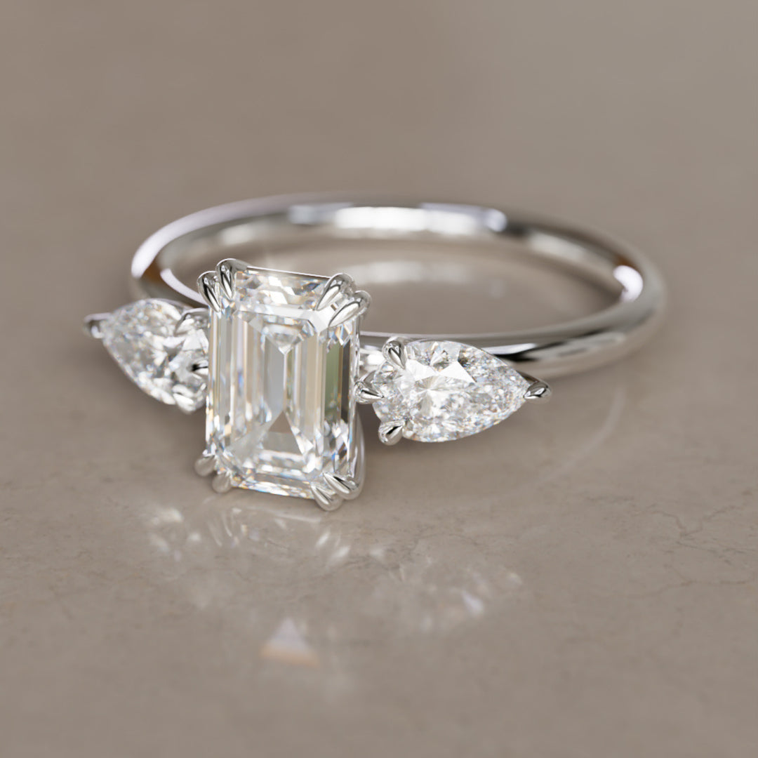 Eleonora Emerald Cut Lab Diamond Modern Unique Engagement Ring By Valley Rose