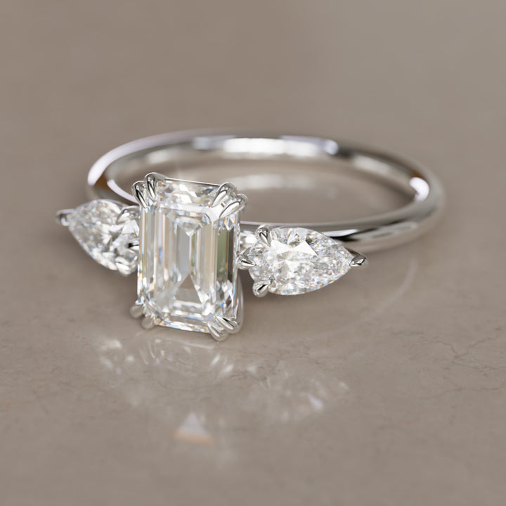 Eleonora Emerald Cut Lab Diamond Modern Unique Engagement Ring By Valley Rose