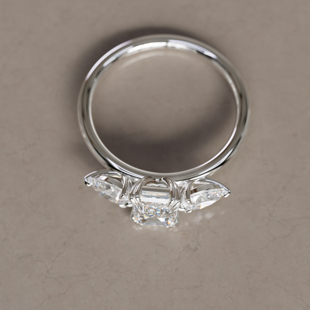 Eleonora Emerald Cut Lab Diamond Modern Unique Engagement Ring By Valley Rose
