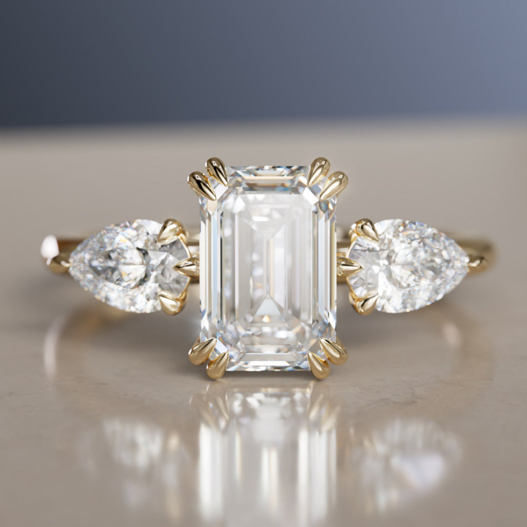 Eleonora Emerald Cut Lab Diamond Modern Unique Engagement Ring By Valley Rose