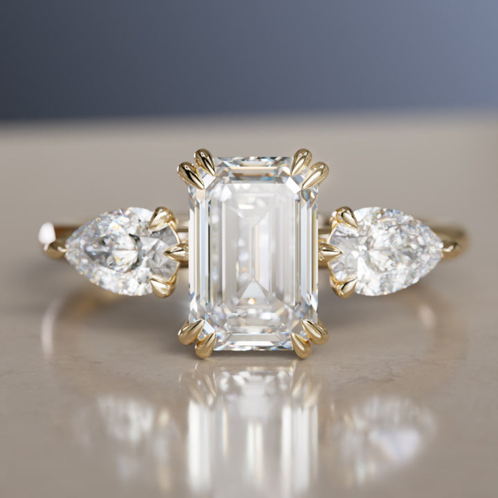 Eleonora Emerald Cut Lab Diamond Modern Unique Engagement Ring By Valley Rose