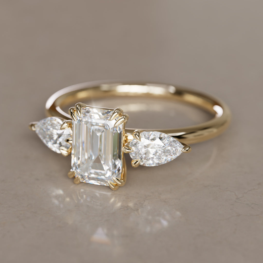 Eleonora Emerald Cut Lab Diamond Modern Unique Engagement Ring By Valley Rose