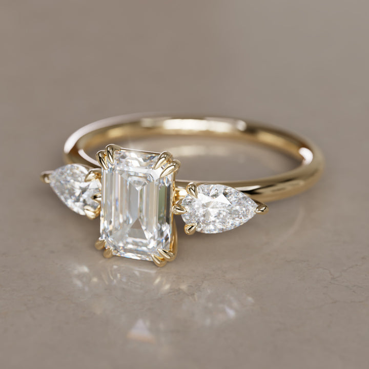 Eleonora Emerald Cut Lab Diamond Modern Unique Engagement Ring By Valley Rose