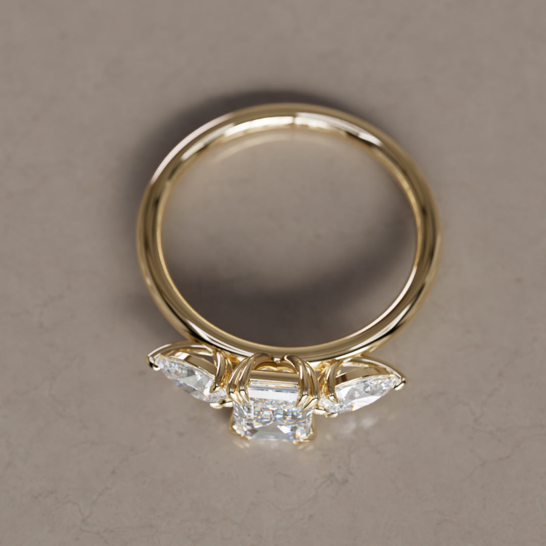 Eleonora Emerald Cut Lab Diamond Modern Unique Engagement Ring By Valley Rose