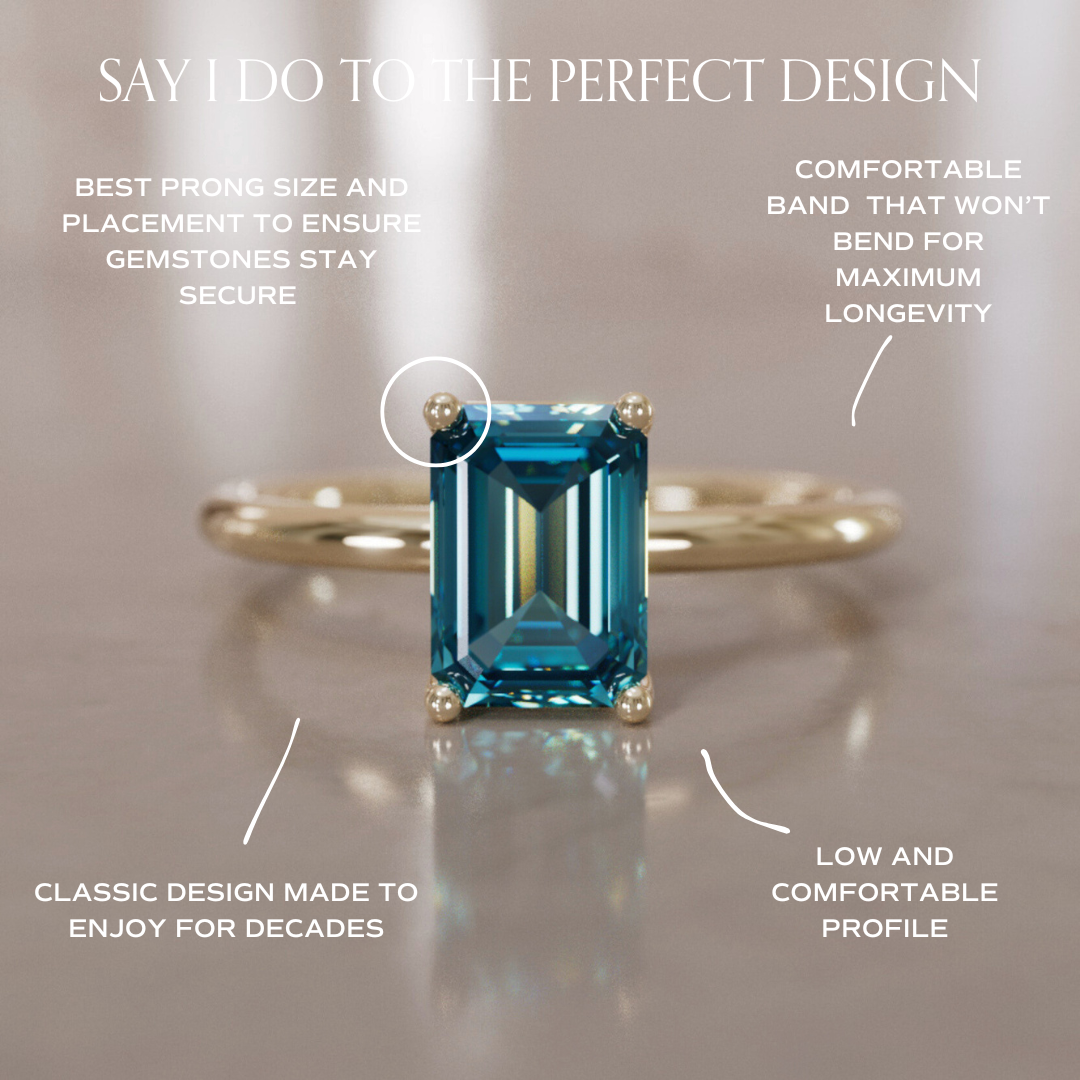 Emilia Emerald Cut Blue Sapphire Modern Unique Engagement Ring By Valley Rose