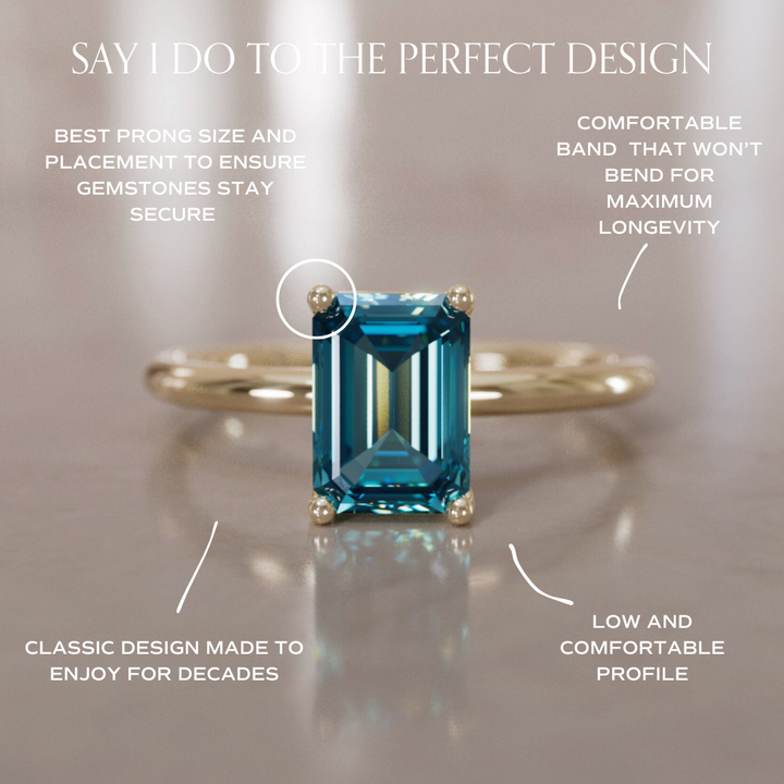 Emilia Emerald Cut Blue Sapphire Modern Unique Engagement Ring By Valley Rose