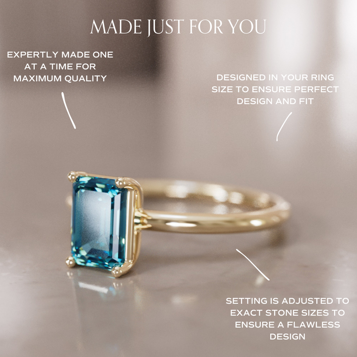 Emilia Emerald Cut Blue Sapphire Modern Unique Engagement Ring By Valley Rose