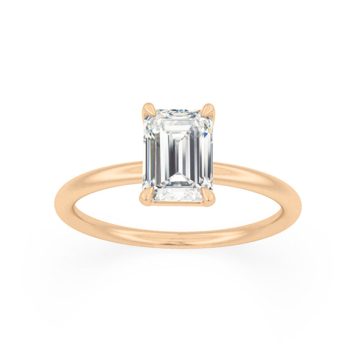 Emilia Emerald Cut Diamond Modern Unique Engagement Ring Solitaire By Valley Rose