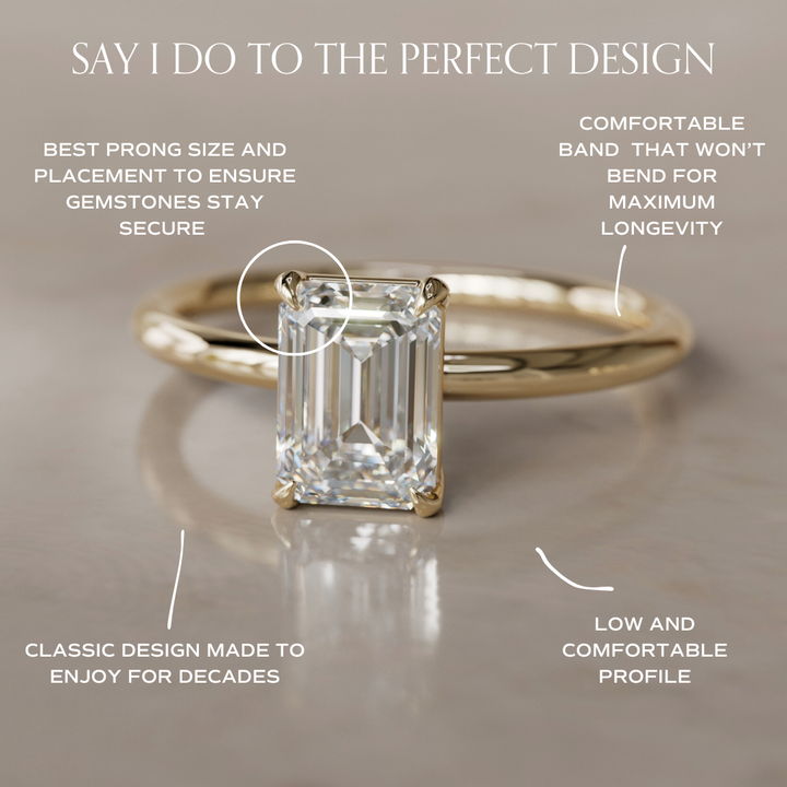 Emilia Emerald Cut Diamond Modern Unique Engagement Ring Solitaire By Valley Rose